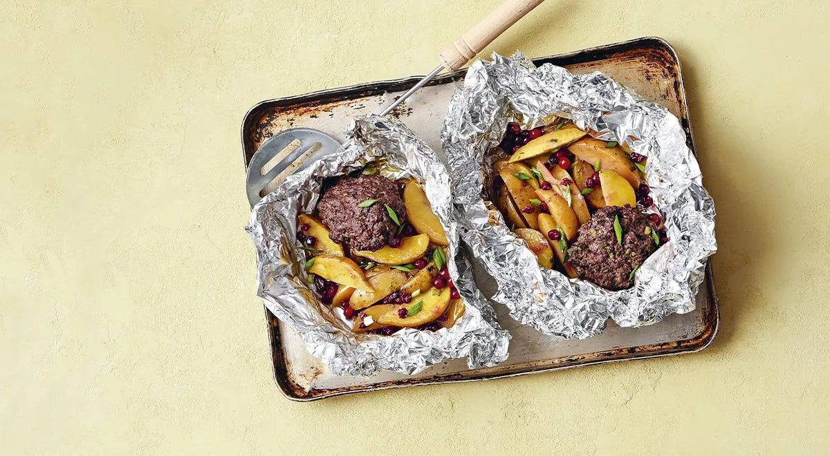 Baked Beef Patties with Potatoes and Cranberries - wilfosbrand.com