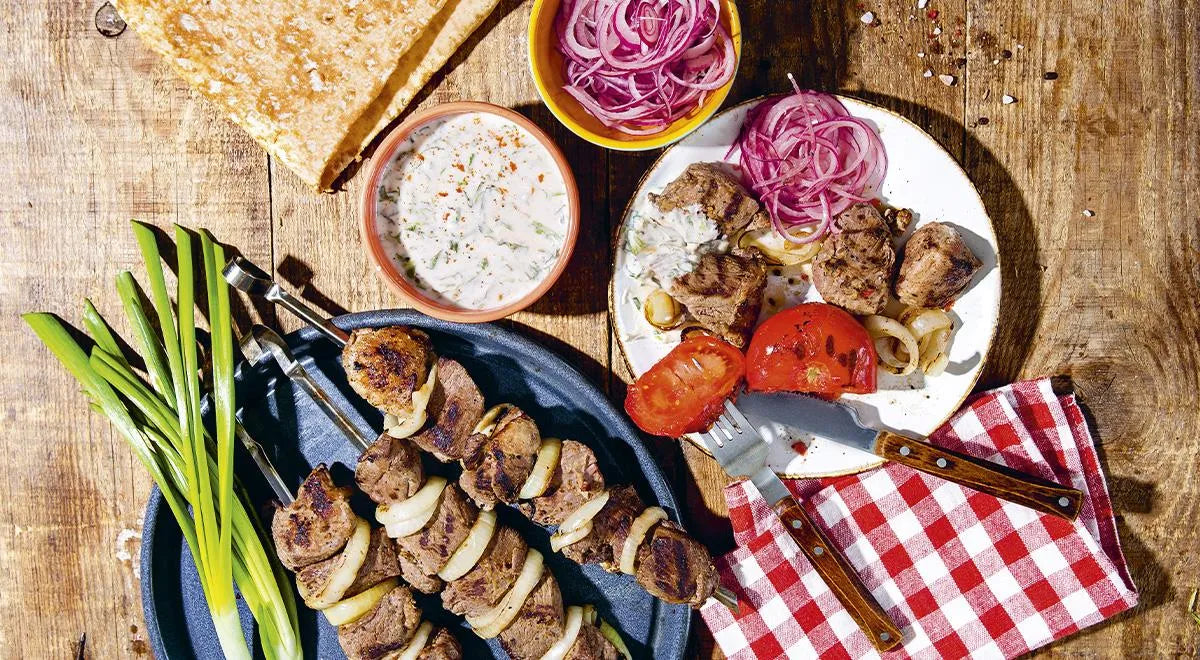 Lamb Shashlik with Baked Tomatoes and Matsoni Sauce - wilfosbrand.com
