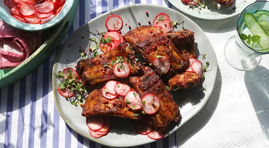 Spicy Grilled Ribs with Marinated Radish - wilfosbrand.com