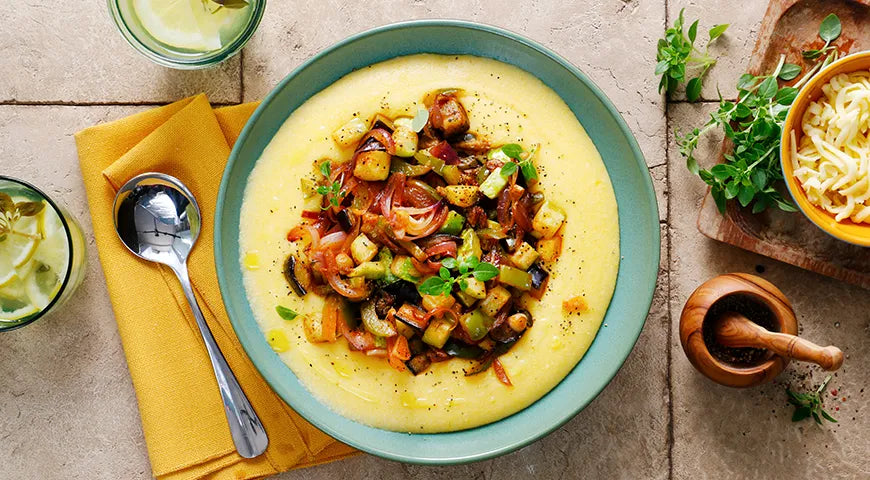 Mamaliga with Fried Vegetables and Cheese - wilfosbrand.com