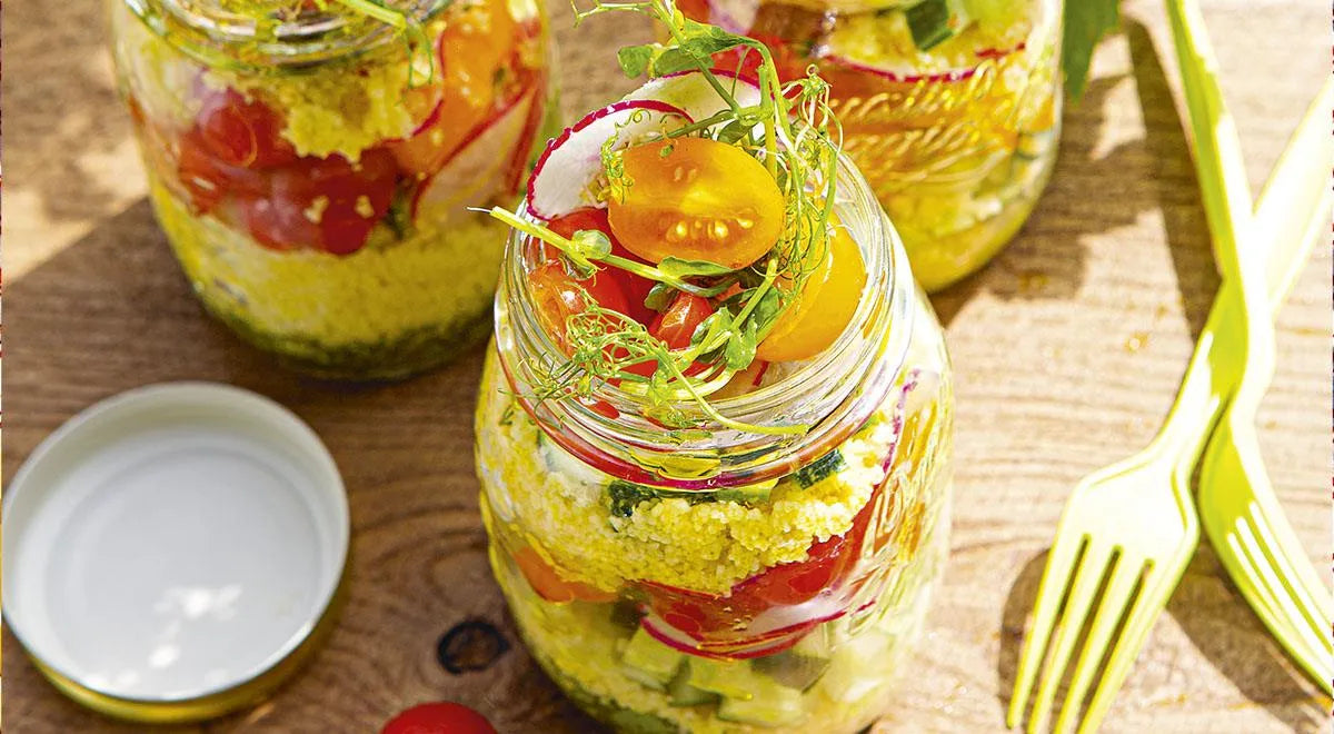 Seasonal Vegetable and Couscous Jar Salad - wilfosbrand.com