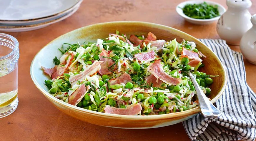 Green Pea and Bacon Salad with Warm Shallot Vinaigrette - wilfosbrand.com