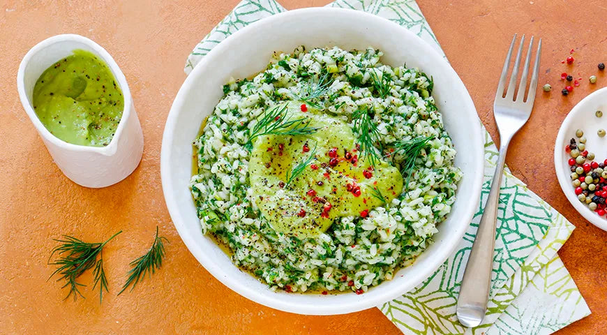 Green Rice with Avocado Dressing (Zelenyy Ris s Zapravkoy iz Avokado) - wilfosbrand.com