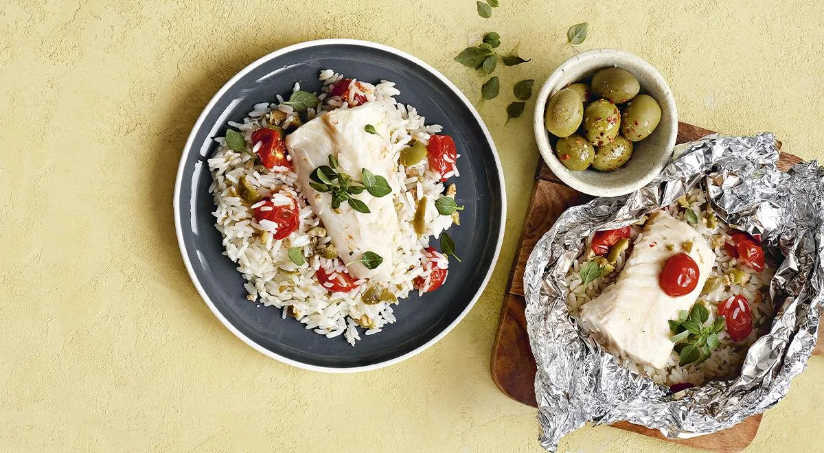 Baked Fish with Rice and Tomatoes - wilfosbrand.com