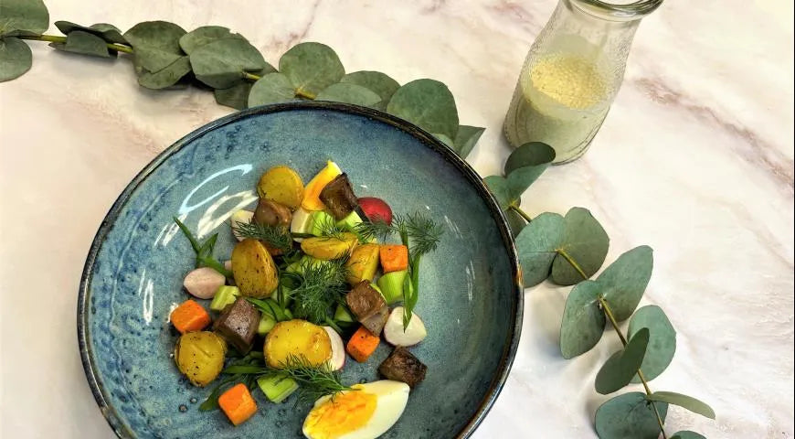 Okroshka with Veal Tongue and Kefir Dressing - wilfosbrand.com