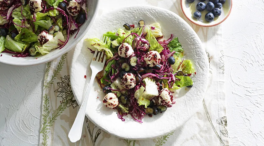 Red Cabbage, Blueberry, and Cheese Ball Salad - wilfosbrand.com
