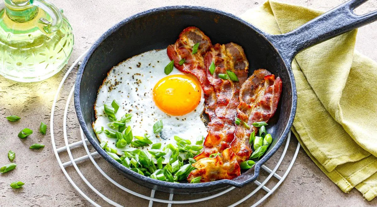 Fried Eggs with Bacon and Green Onions - wilfosbrand.com