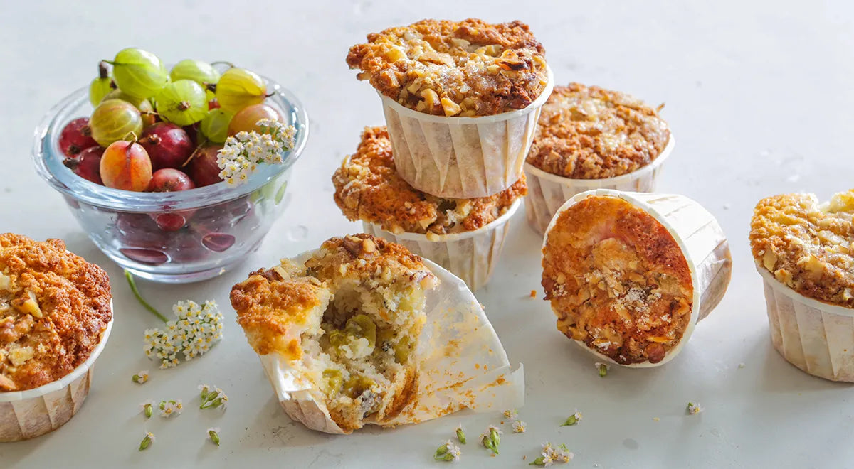 Green Gooseberry and Nut Muffins - wilfosbrand.com