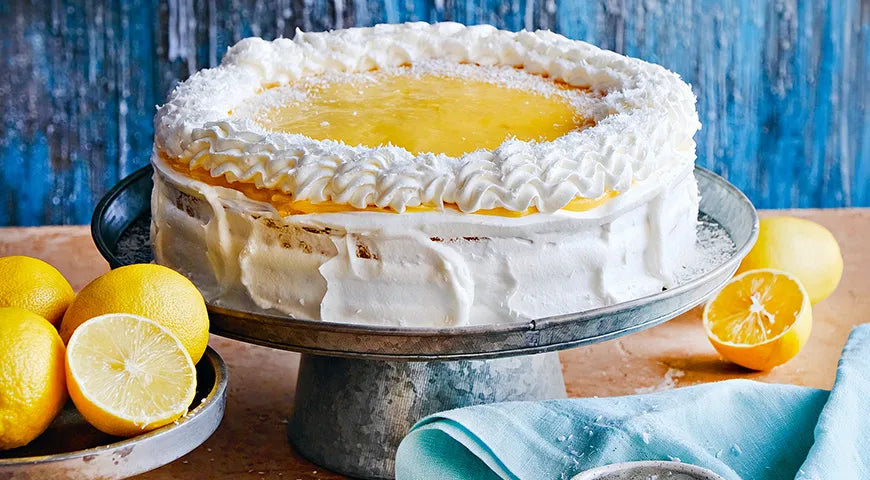 Cake with Coconut Cream and Limoncello on Sponge Layers - wilfosbrand.com