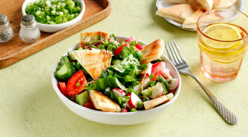 Fattoush Salad with Fried Flatbread - wilfosbrand.com