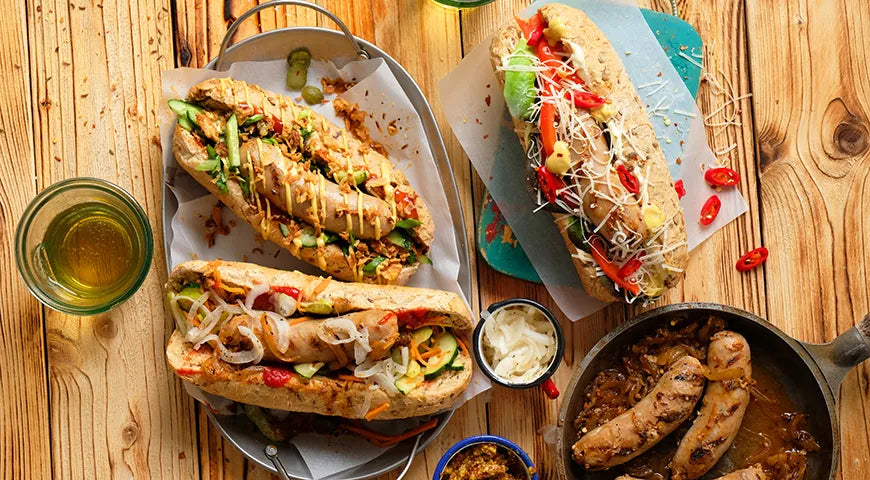 Beer-Braised Kupaty Hot Dogs with Three Gourmet Fillings - wilfosbrand.com