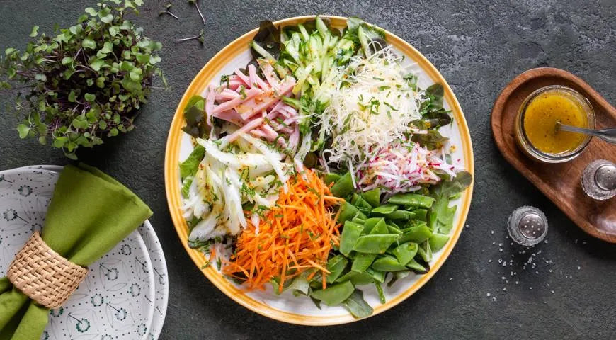 Vegetable Salad with Ham and Cheese – A Composed Summer Feast - wilfosbrand.com