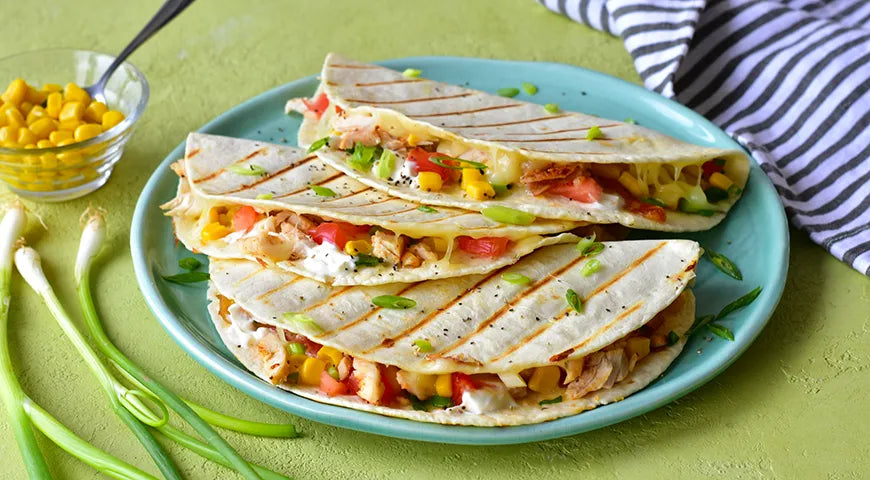 Grilled Chicken Quesadilla with Cheese and Vegetables - wilfosbrand.com