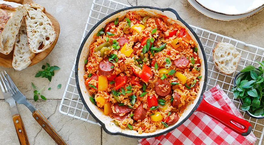 Rice with Sausage in a Skillet - wilfosbrand.com