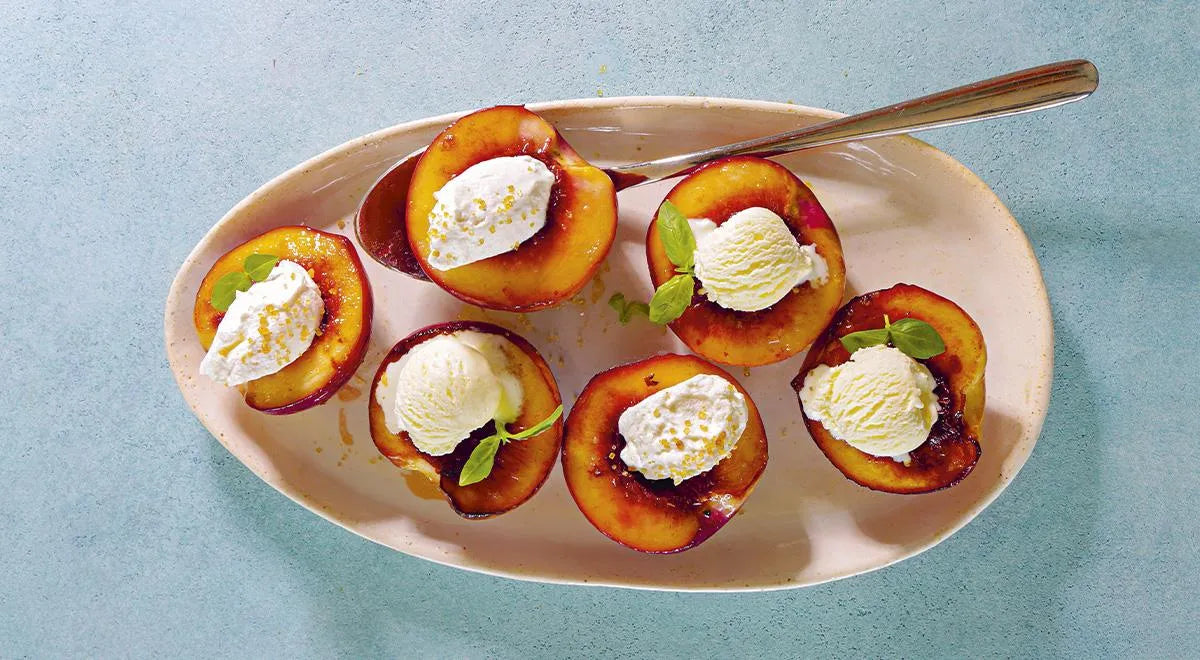 Oven-Baked Nectarines with Ice Cream - wilfosbrand.com