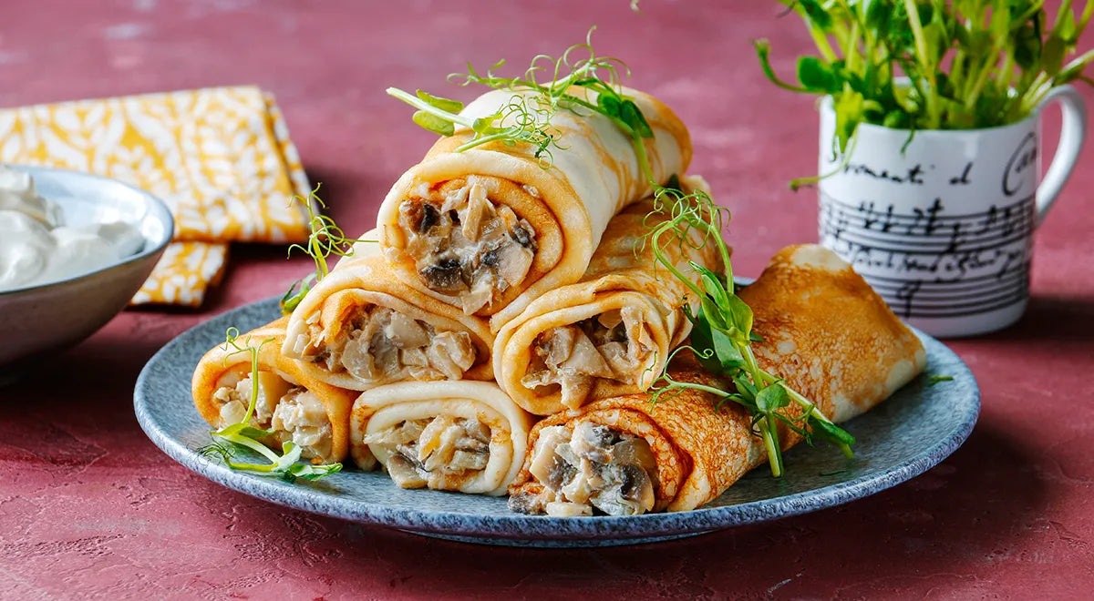 Kefir Blini with Sautéed Mushrooms and Sour Cream - wilfosbrand.com