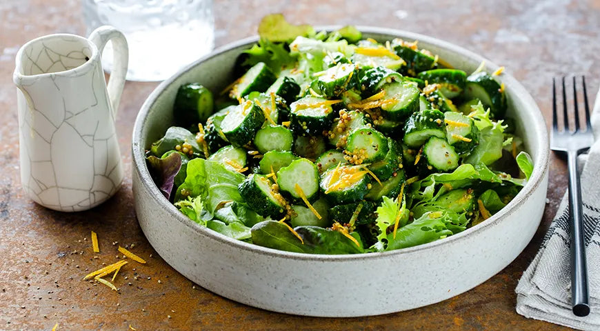 Green Salad with Cucumbers and Citrus Dressing - wilfosbrand.com
