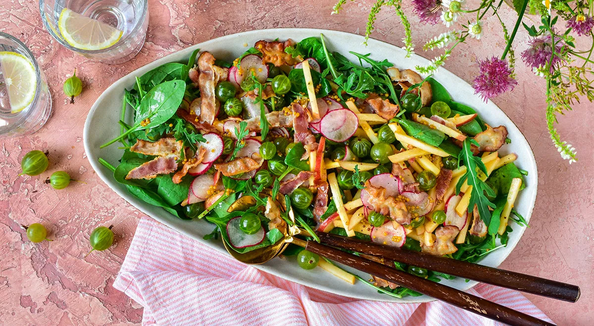 Salad with Green Gooseberries and Bacon - wilfosbrand.com