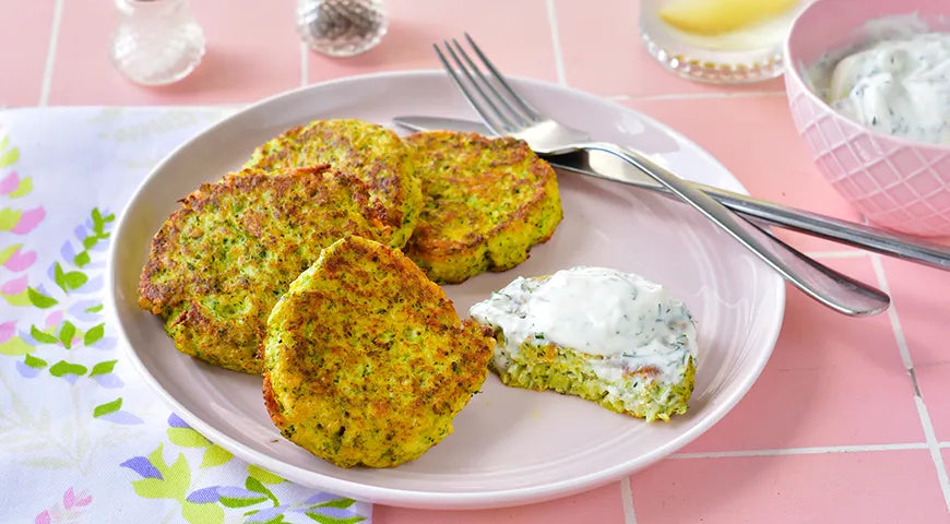 Golden Broccoli Cutlets with Garlic-Dill Sour Cream - wilfosbrand.com