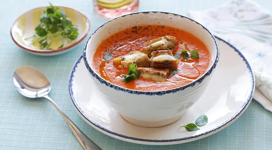Roasted Vegetable Soup with Cheese Croutons - wilfosbrand.com