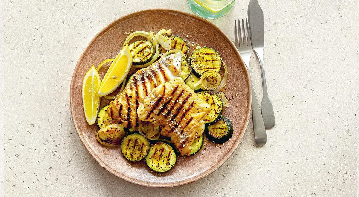 Grilled Cod with Zucchini and Sesame - wilfosbrand.com