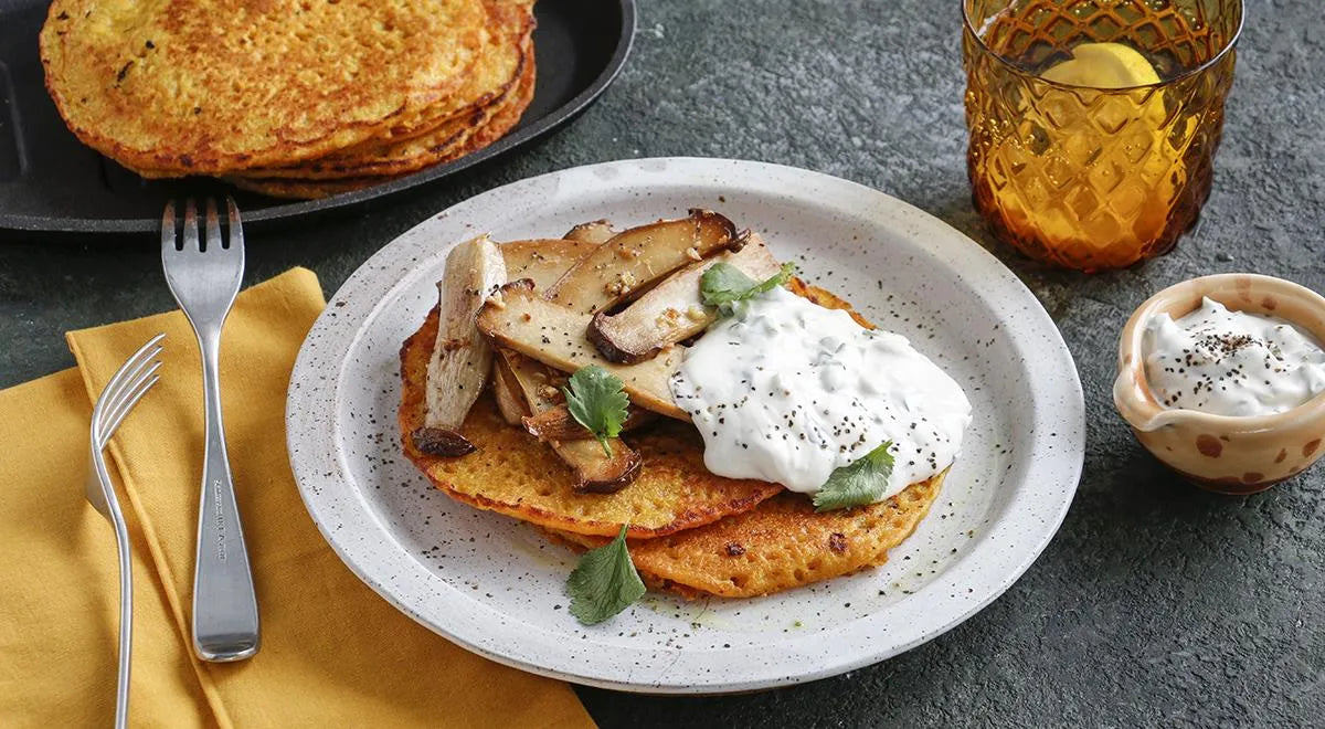 Lentil Flatbreads with Fried King Oyster Mushrooms - wilfosbrand.com