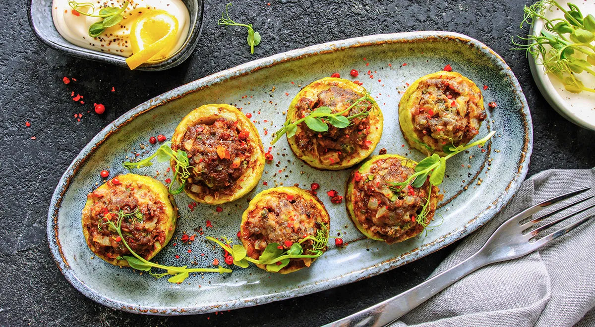 Skillet-Seared Stuffed Zucchini Rounds with Herb-Infused Ground Beef - wilfosbrand.com