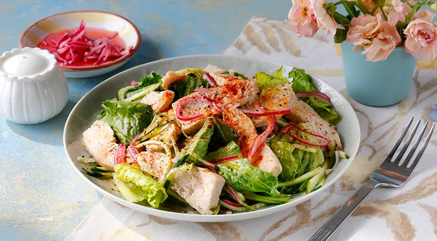 Grilled Chicken and Romaine Salad with Pickled Red Onion - wilfosbrand.com
