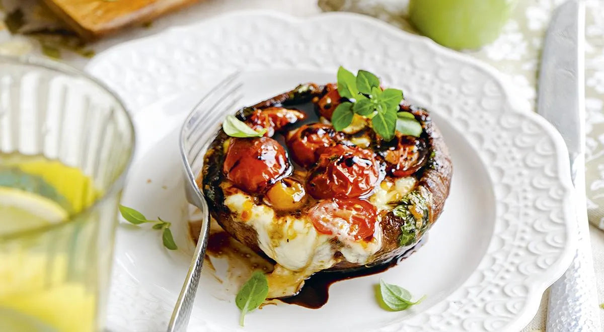 Stuffed Portobello Mushrooms with Mozzarella and Tomatoes (Caprese-Style) - wilfosbrand.com