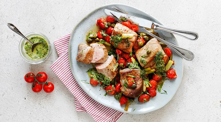Pork Medallions with Green Herb and Caper Sauce - wilfosbrand.com
