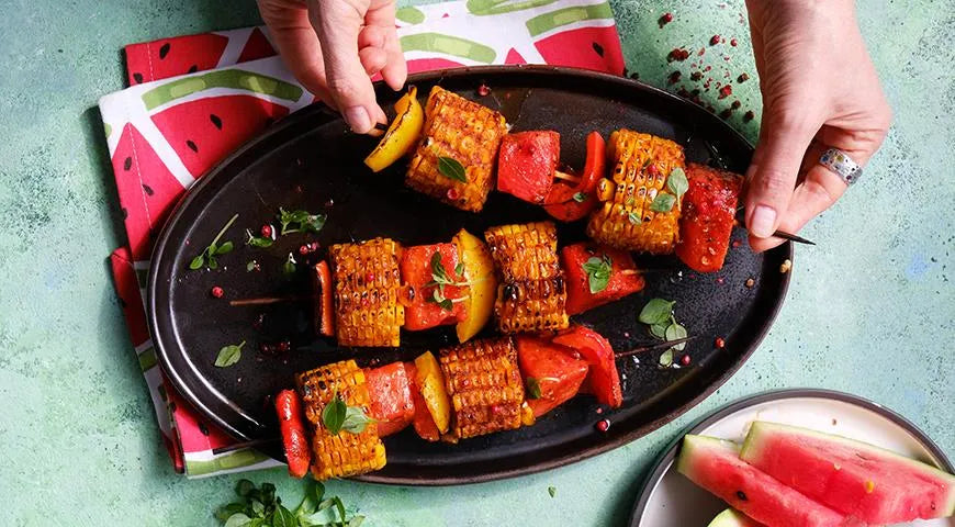 Grilled Corn and Watermelon Skewers - wilfosbrand.com