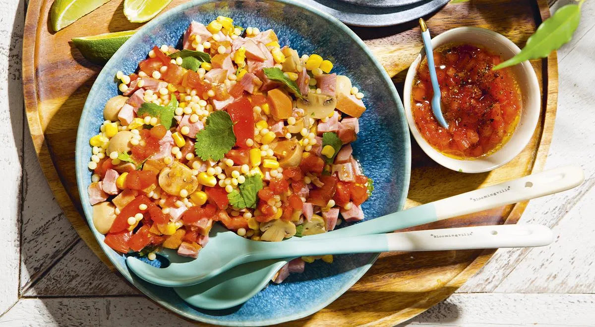 Smoked Turkey Salad with Ptitim and Corn - wilfosbrand.com