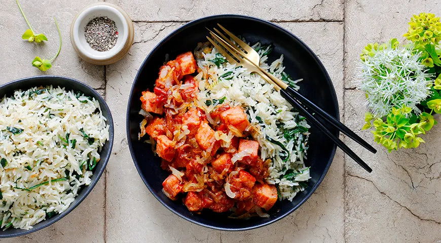 Pork Belly with Fried Onions in Tomato and Teriyaki Sauce - wilfosbrand.com