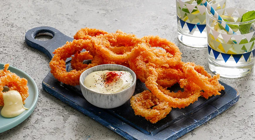 Crispy Onion Rings with Roasted Onion Mayonnaise - wilfosbrand.com