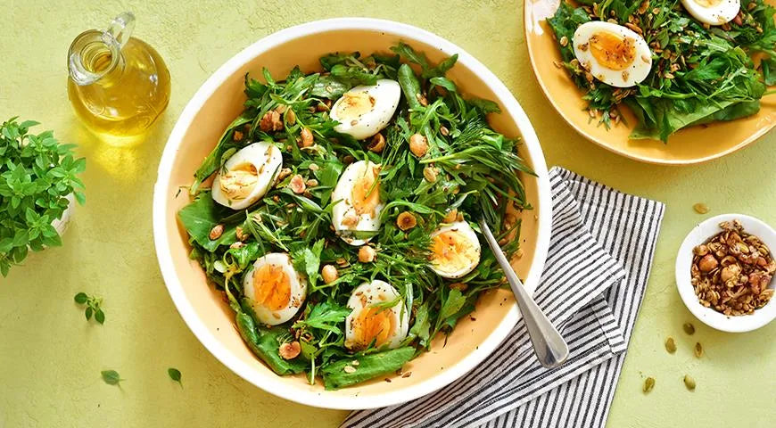 Garden Greens Salad with Egg and Spiced Nut Mix - wilfosbrand.com
