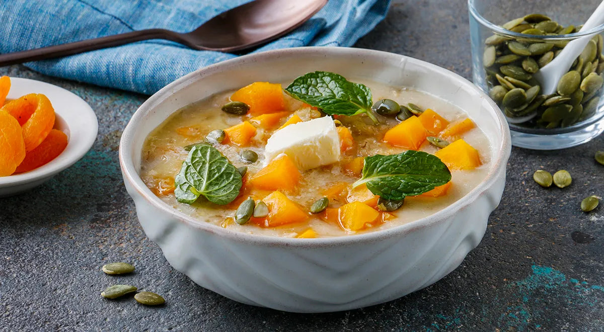 Whole Oat Porridge with Pumpkin and Dried Apricots - wilfosbrand.com