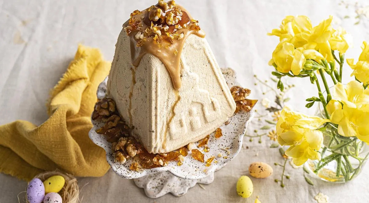Easter Cottage Cheese Paskha with Dulce de Leche and Nuts - wilfosbrand.com