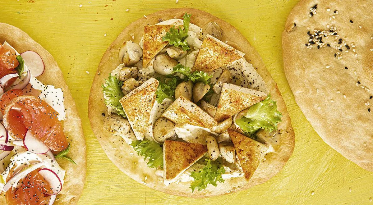 Flatbread with Fried Tofu and Mushrooms - wilfosbrand.com