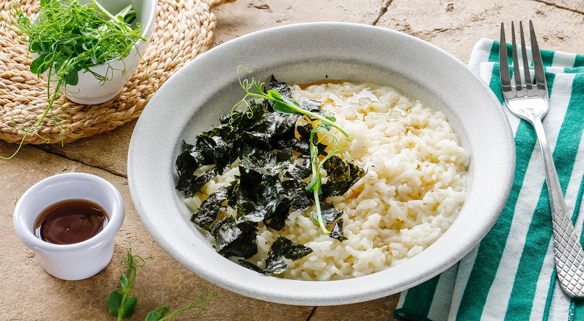 Chinese Savory Rice Porridge with Egg and Nori - wilfosbrand.com