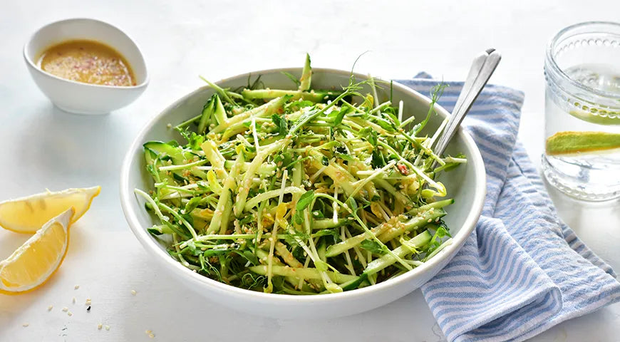 Sprout Salad with Cucumbers and Lemon-Sesame Dressing - wilfosbrand.com