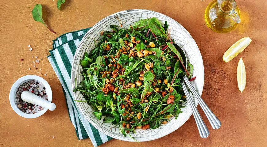 Green Salad with Fried Nuts and Seeds - wilfosbrand.com