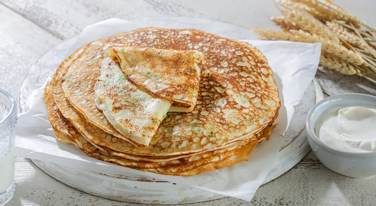 Savory Kefir Blinis with Scallions - wilfosbrand.com