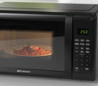 Компактна настільна мікрохвильова піч Emerson MW7302B із сенсорним керуванням, світлодіодним дисплеєм, 700 Вт, 10 рівнів потужності, 6 автоматичних меню, скляним поворотним столом та блокуванням від дітей, 0,7 куб. фута, чорного кольору