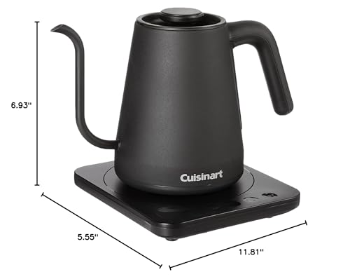 Czajnik cyfrowy Cuisinart GK-1 z gęsią szyją, precyzyjny wylewka z gęsią szyją zaprojektowana do precyzyjnej kontroli nalewania, pojemność 1 litr, moc 1200 W umożliwia szybkie nagrzewanie, stal nierdzewna, czarny