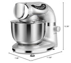 Mikser stojący Aifeel, 8,5QT + 6QT Dwie miski ze stali nierdzewnej Elektryczny mikser do żywności, 7 w 1 Wielofunkcyjny mikser kuchenny z hakiem do ciasta, trzepaczką, ubijaczką, maszynką do mięsa, maszynką do makaronu i ciastek - srebrny