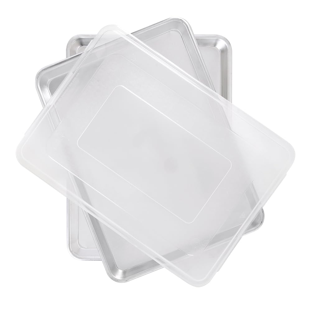 Nordic Ware Naturals Half Sheet Set - USA Made Aluminum Commercial Quality Sheet Pan for Baking or Roasting, Encapsulated Galvanized Steel Rim Prevents Warping, 2pk Half + 1/8 Sheet