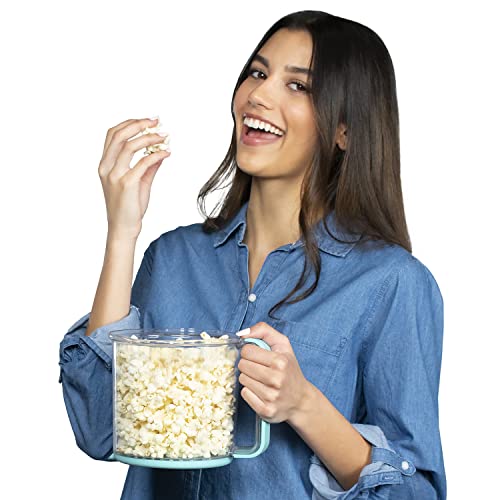 Presto 04811 PopLite My Munch Hot Air Popcorn Popper - Personal Sized, Built-In Serving Bowl, Compact Design, 8 Cups, Blue