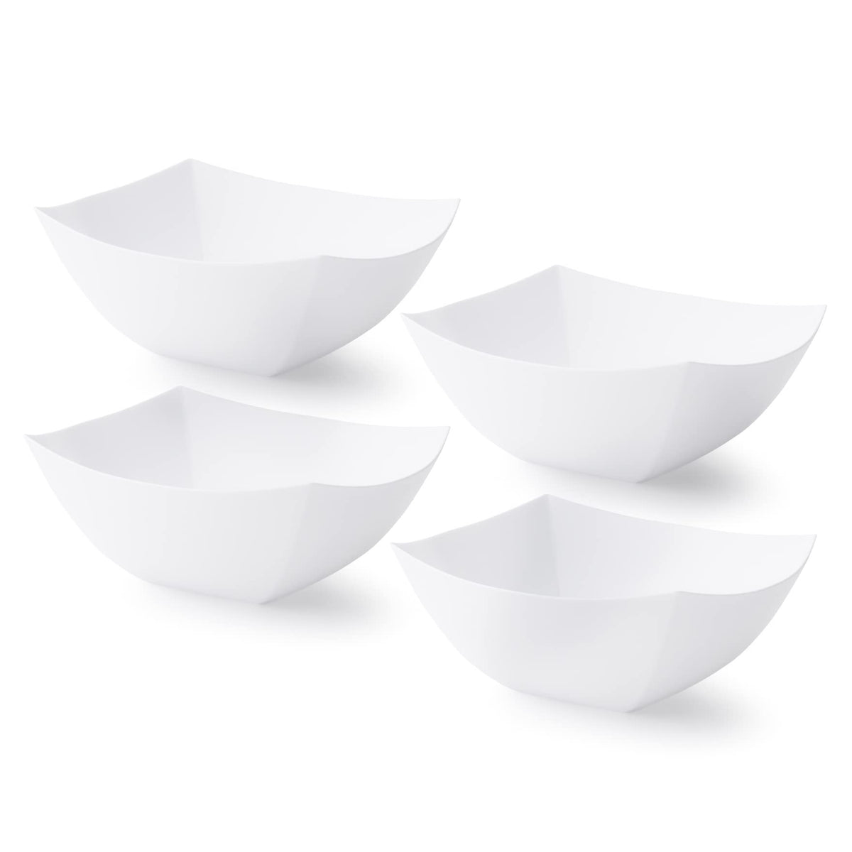 Posh Setting - Clear Plastic Serving Bowls for Party (8oz - 4 Pack) Square, Disposable, Salad & Fruit Bowls for Party Table, Candy Containers for Candy Buffet