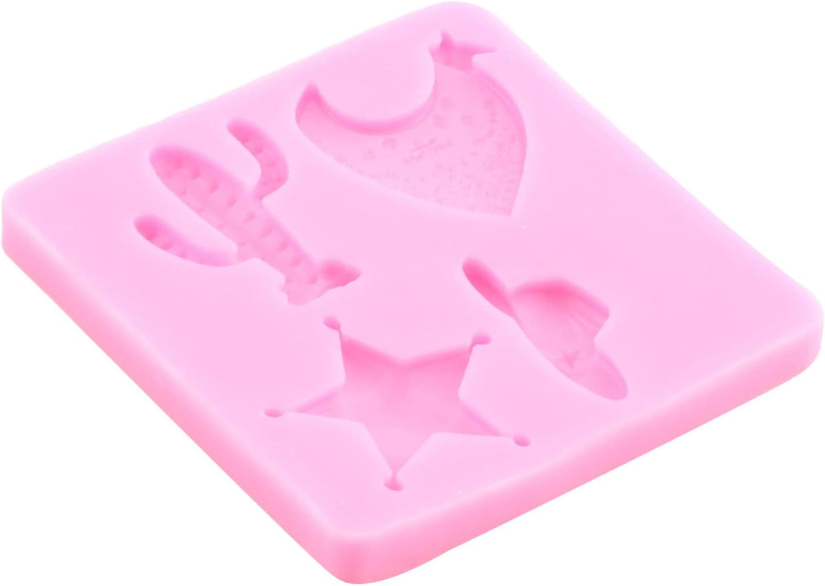 Mujiang Bull Head Silicone Molds Feather Arrow Cowboy Boots Horseshoe Hoof Fondant Mold Chocolate Cactus Star Shoe Mold For Candy Cake Decorating Cupcake Topper Gum Paste Polymer Clay Set Of 6