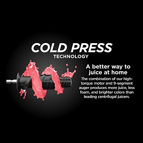 Wyciskarka do soku Ninja JC151 NeverClog Cold Press, wydajna wolnoobrotowa wyciskarka z całkowitą kontrolą miąższu, blatowa, elektryczna, 2 funkcje miąższu, można myć w zmywarce, 2. generacja, węglowa